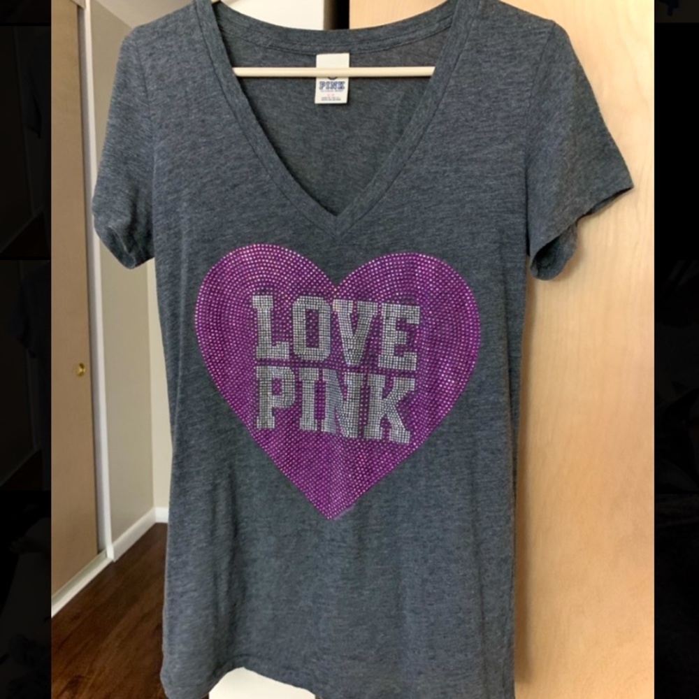 LOVE PINK Rhinestone V-Neck Night Shirt